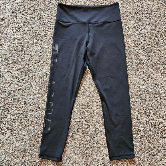 Zyia Leggings Womens Size 8-10 Black Vertex Light n Tight 7/8 Hi Rise Spellout - Picture 5 of 12